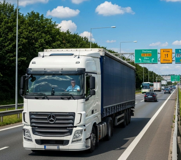 Mercedes truck on highway
